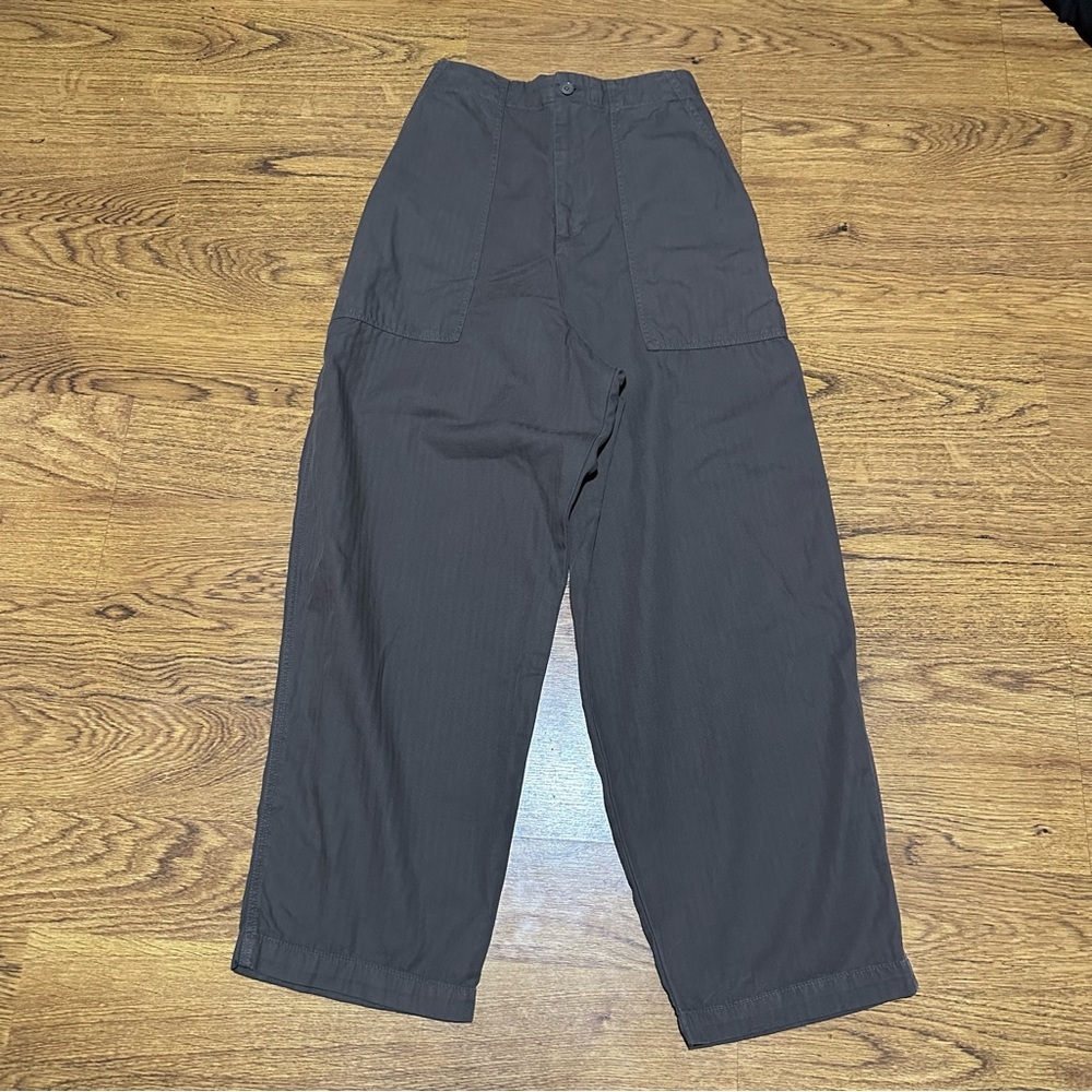 Shaina Mote Brown back elastic wide leg Pants size XS cotton front pockets